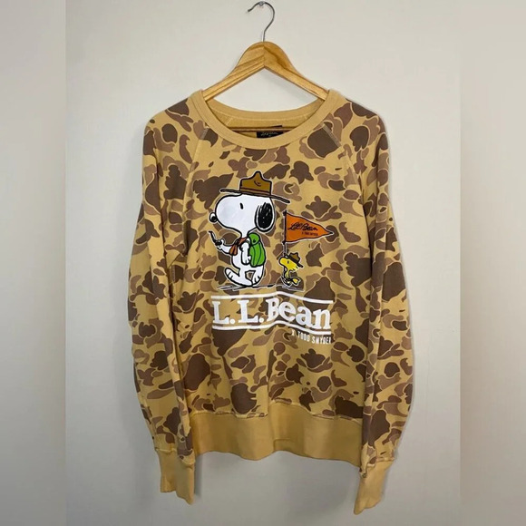 L.L Bean X Todd Snyder X Peanuts Brown Camo Crewneck Sweatshirt  Made in USA - Picture 6 of 7